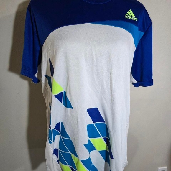adidas Tops - Adidas Climacool Blue White Athletic Shirt Size Large